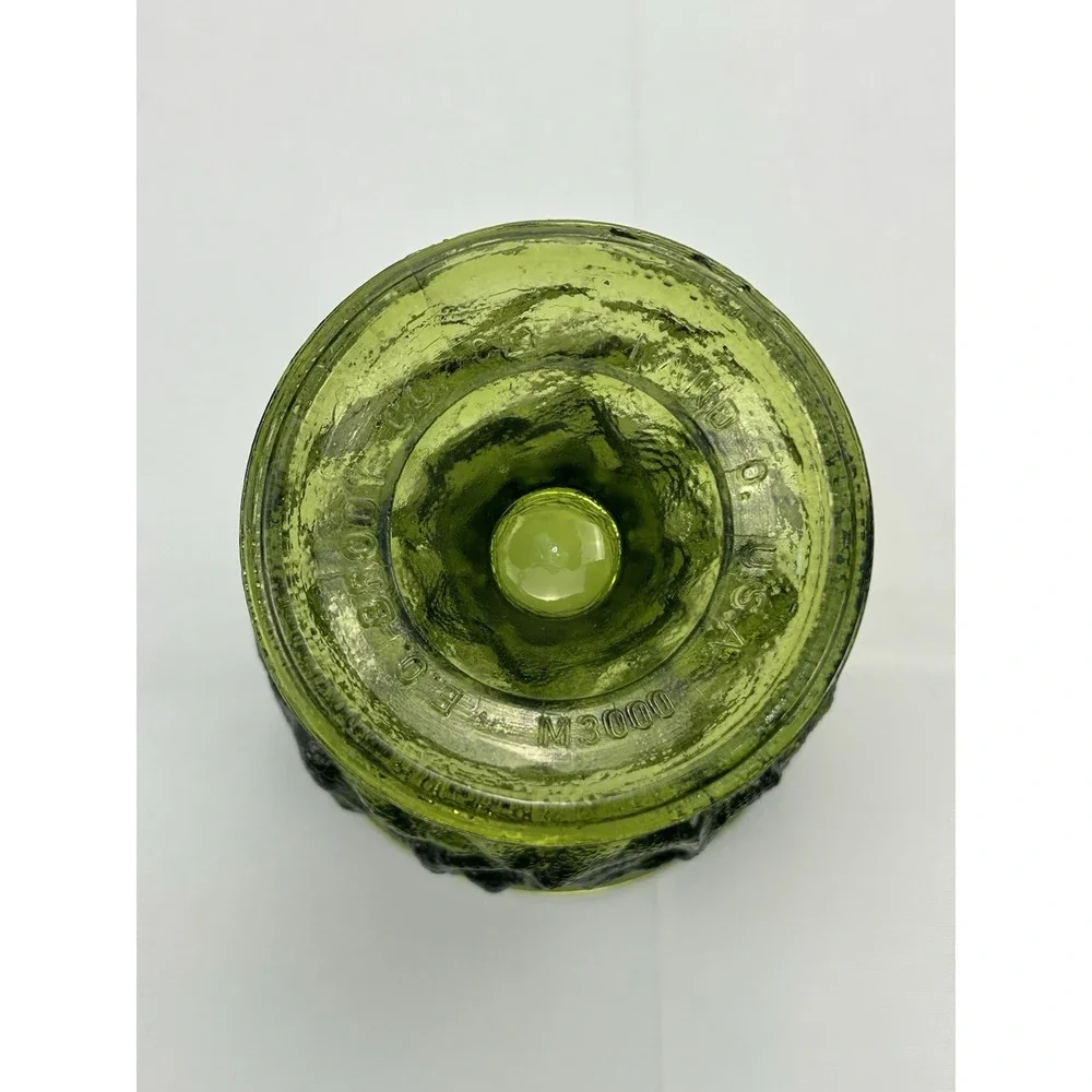 Vintage EO Brody M3000 Olive Green Textured Pedestal Glass Vase Planter 7